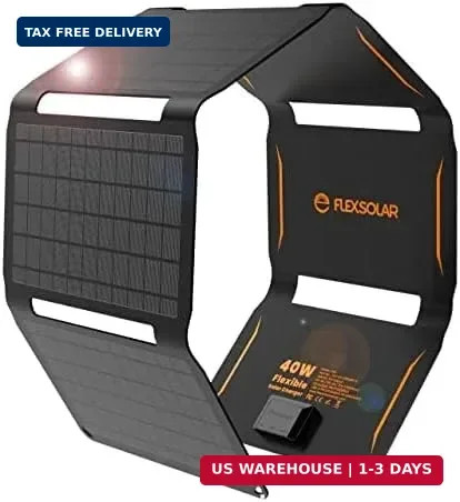 FlexSolar 40W Foldable Solar Panel Charger with USB-C and USB-A Outputs for Phon