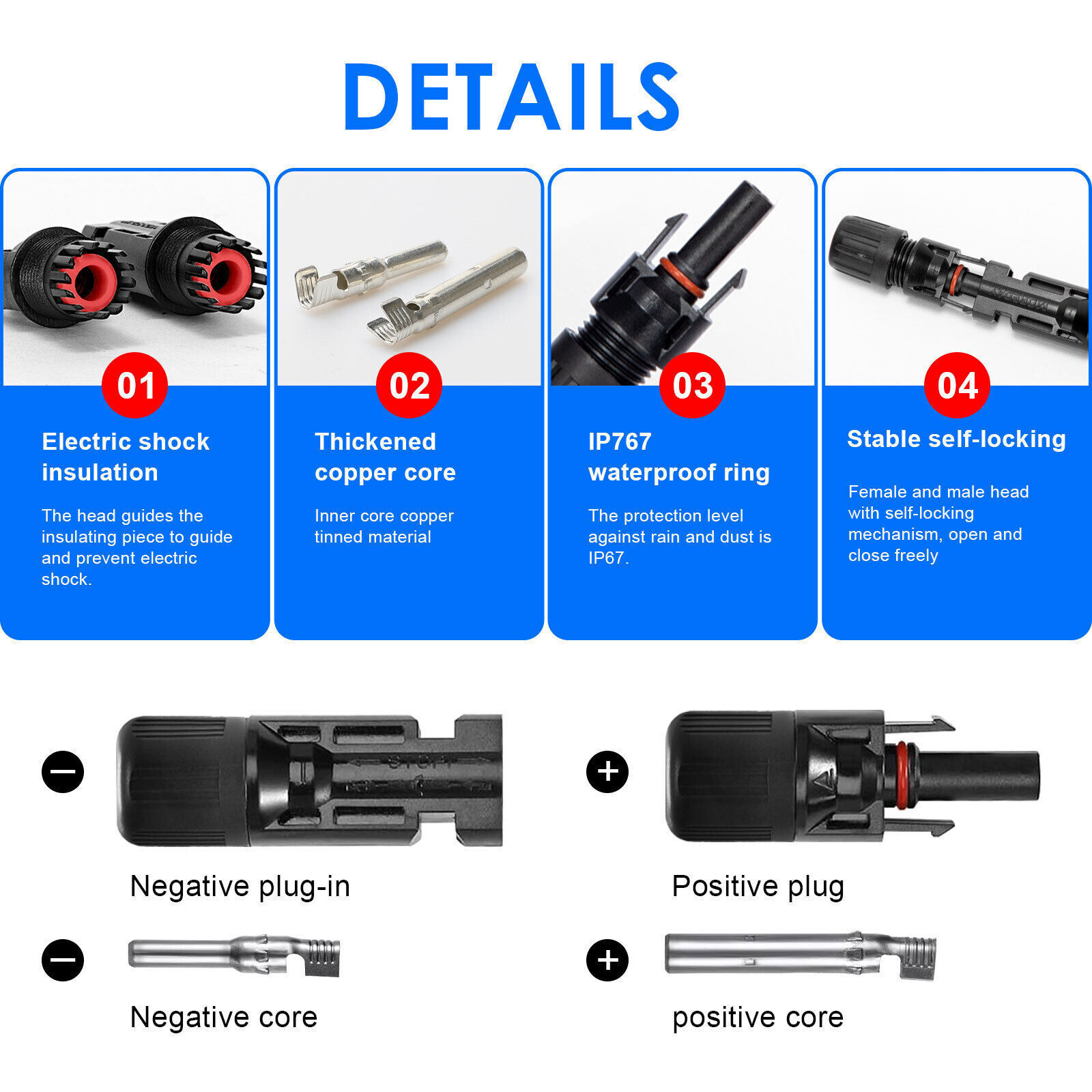 5 Pairs NEW Male Female M/F Wire Cable Connector Set Solar Panel 30A Waterproof