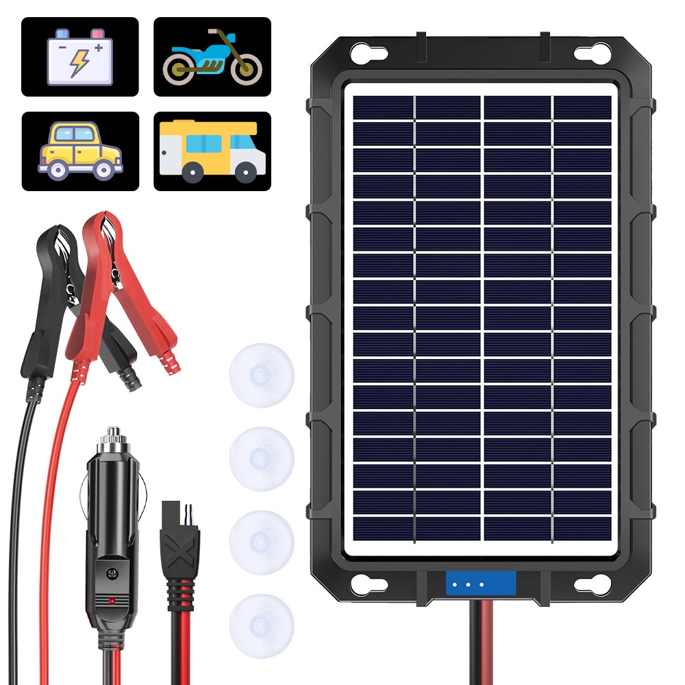12V Solar Panel Battery Maintainer Trickle Charger Kit for Car Boat RV Trailer