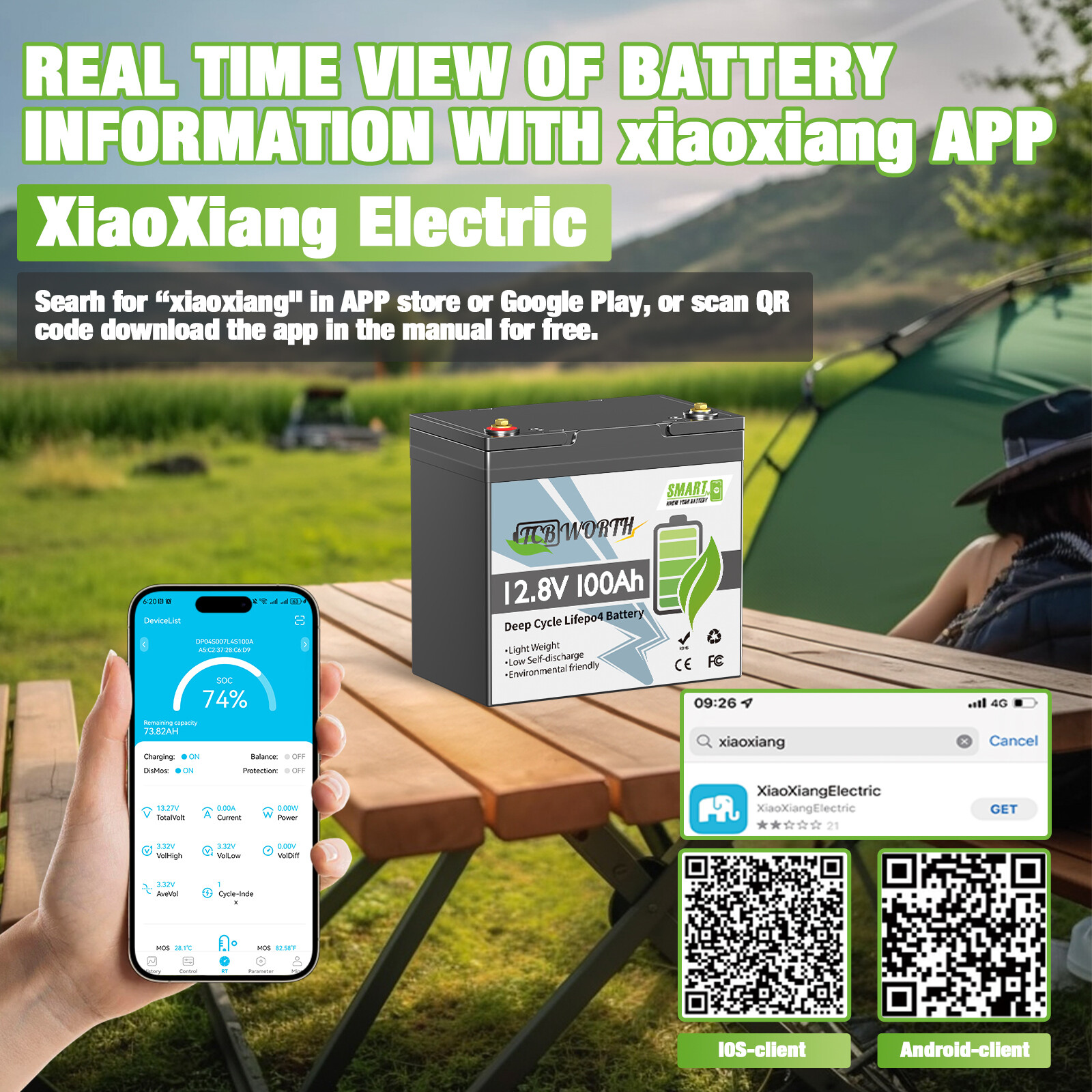 36V 100Ah Lithium Battery LiFePO4 Bluetooth BMS 3 Group 12V 100Ah for RV Marine
