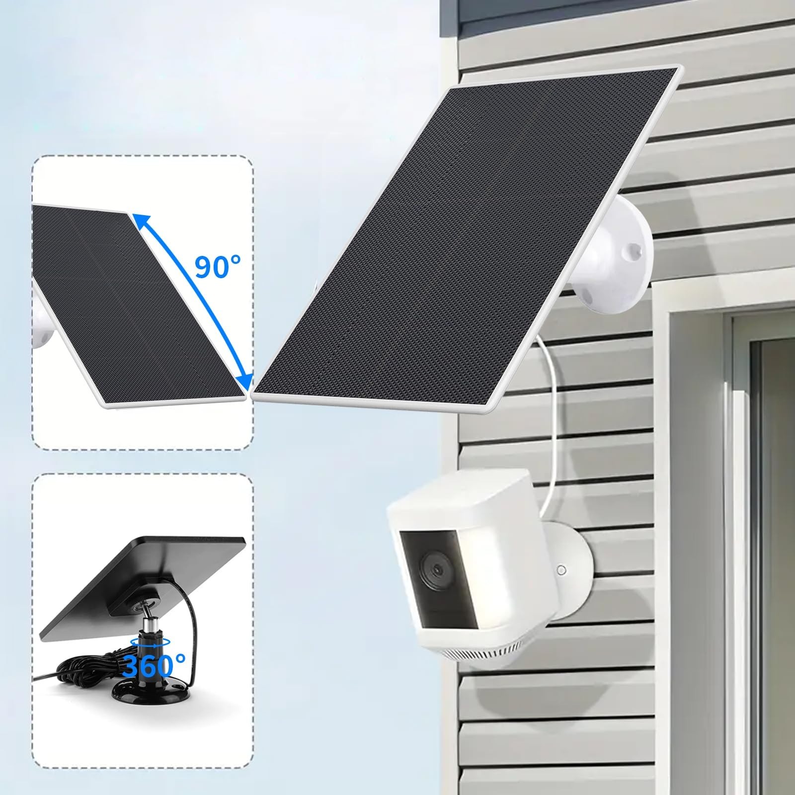 Solar Panel for Ring Camera, 4W Solar Charger Compatible with Spotlight Plus.