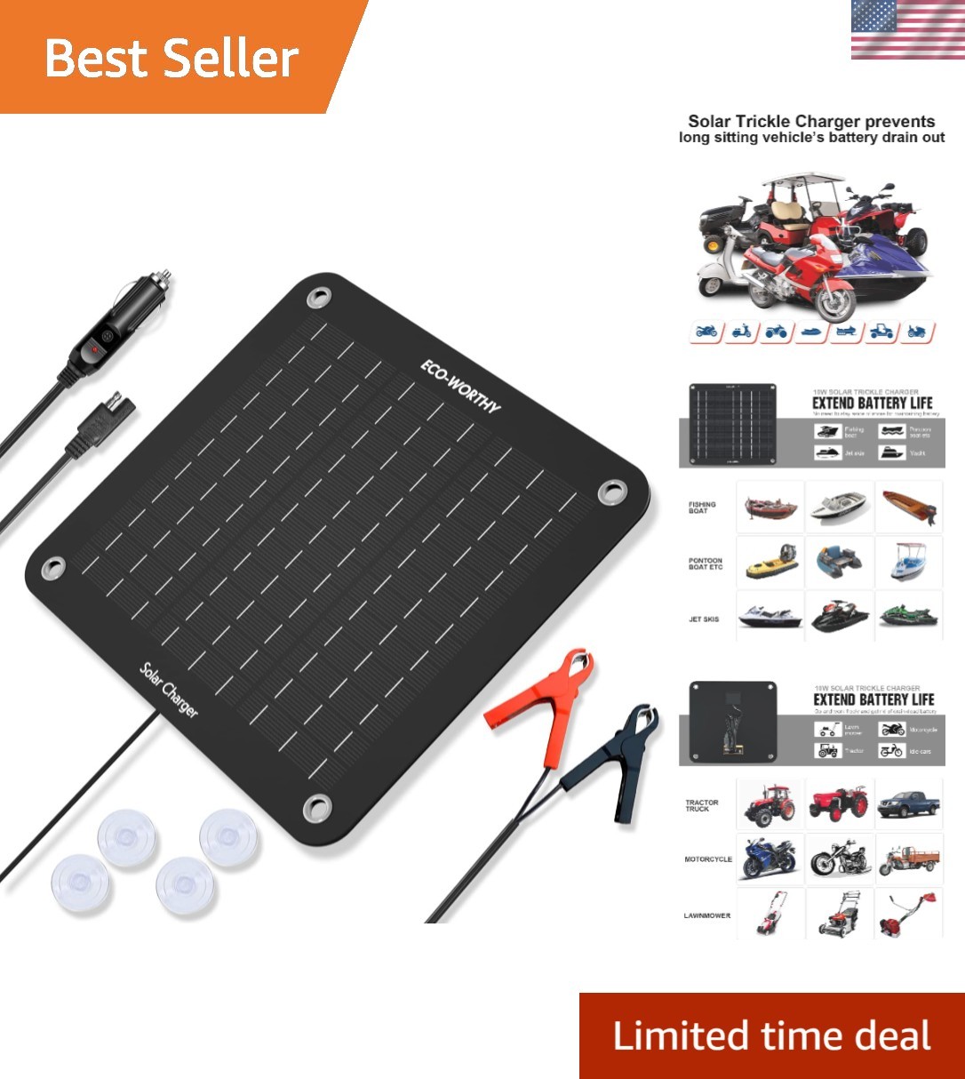 Easy-Install 10W Solar Charger for Reliable Battery Maintenance Outdoors