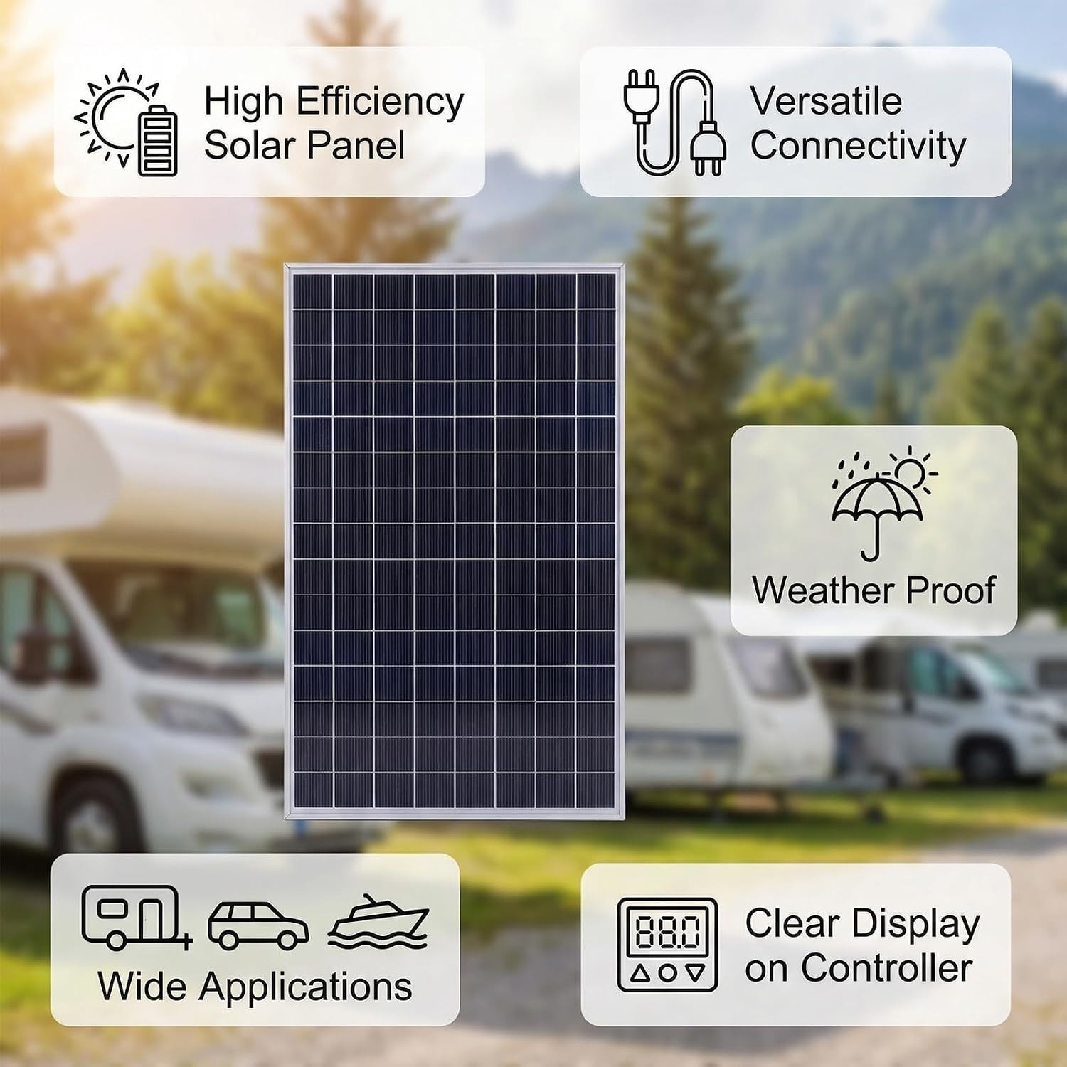 Versatile 100W Solar Panel Controller Kit – Weather-Proof for Outdoor Adventures