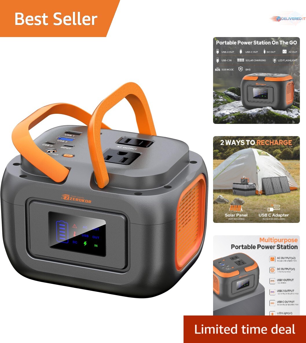 Portable Power Station 120W Li-Ion 97.6Wh AC Outlets Ideal for Camping