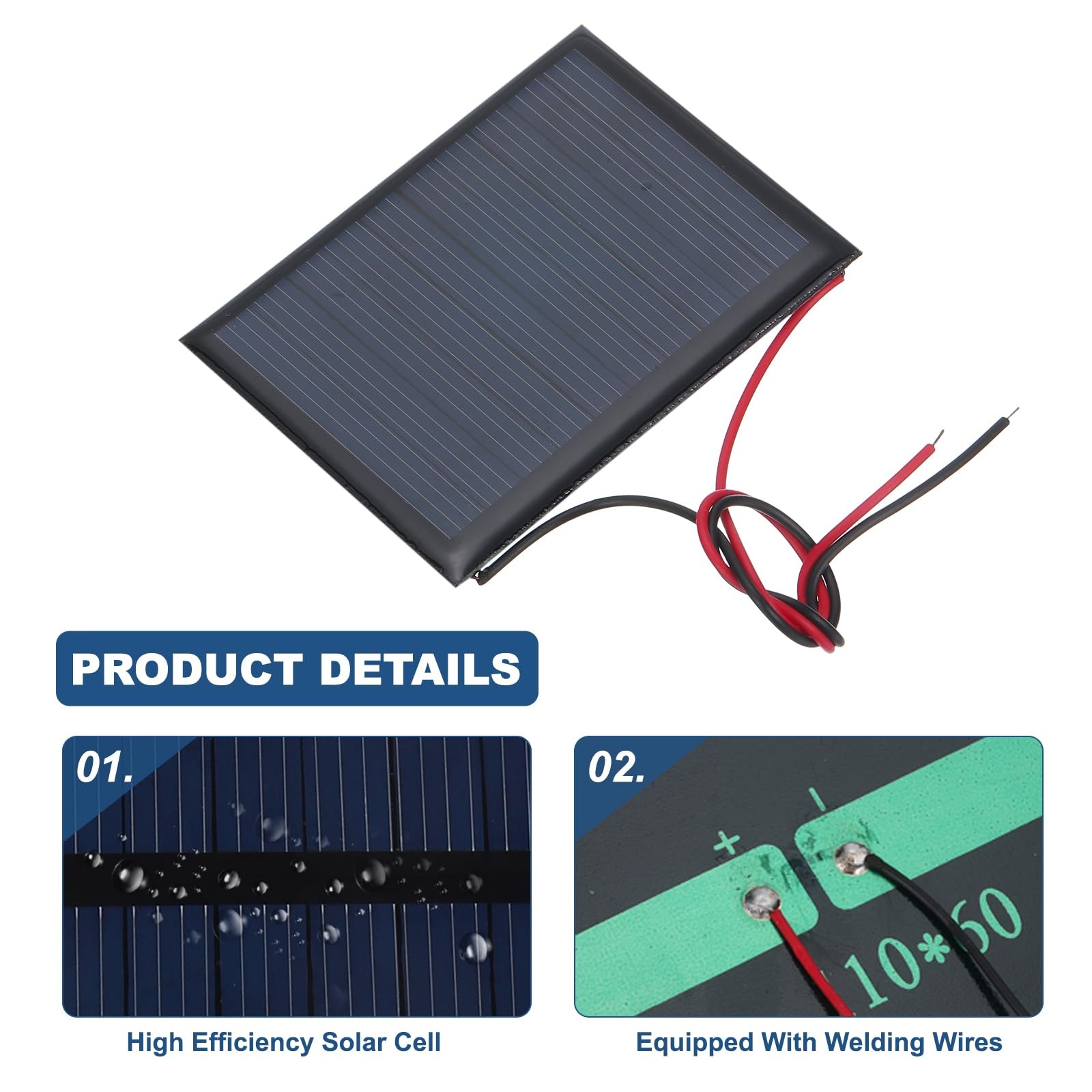 MECCANIXITY 5 Pcs 5V 0.25W 50mA Mini Solar Panels, Small Black