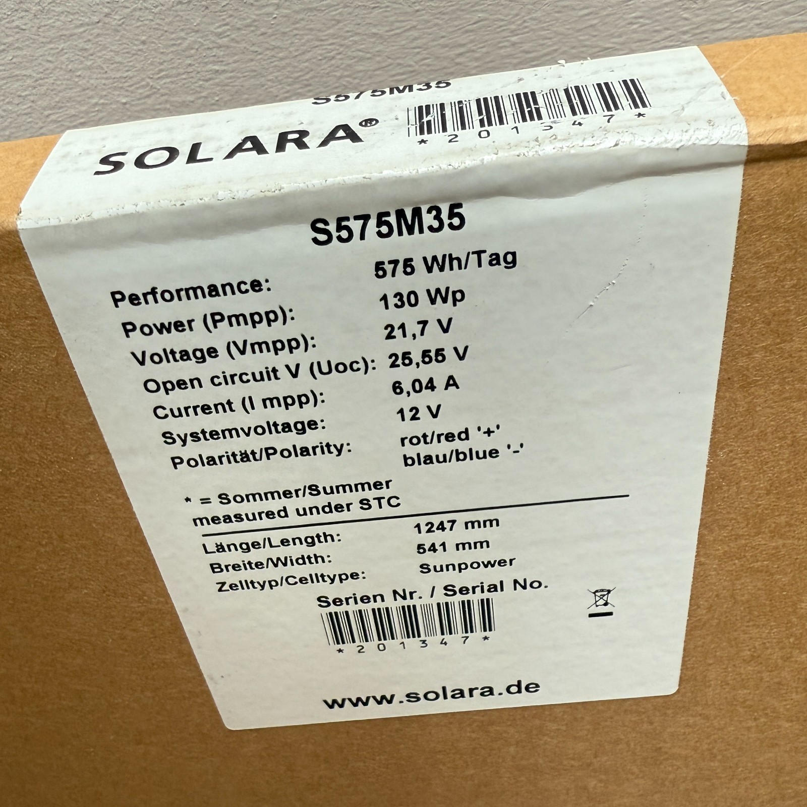 Solara Power – M Solar Panels 130W (S575M35)