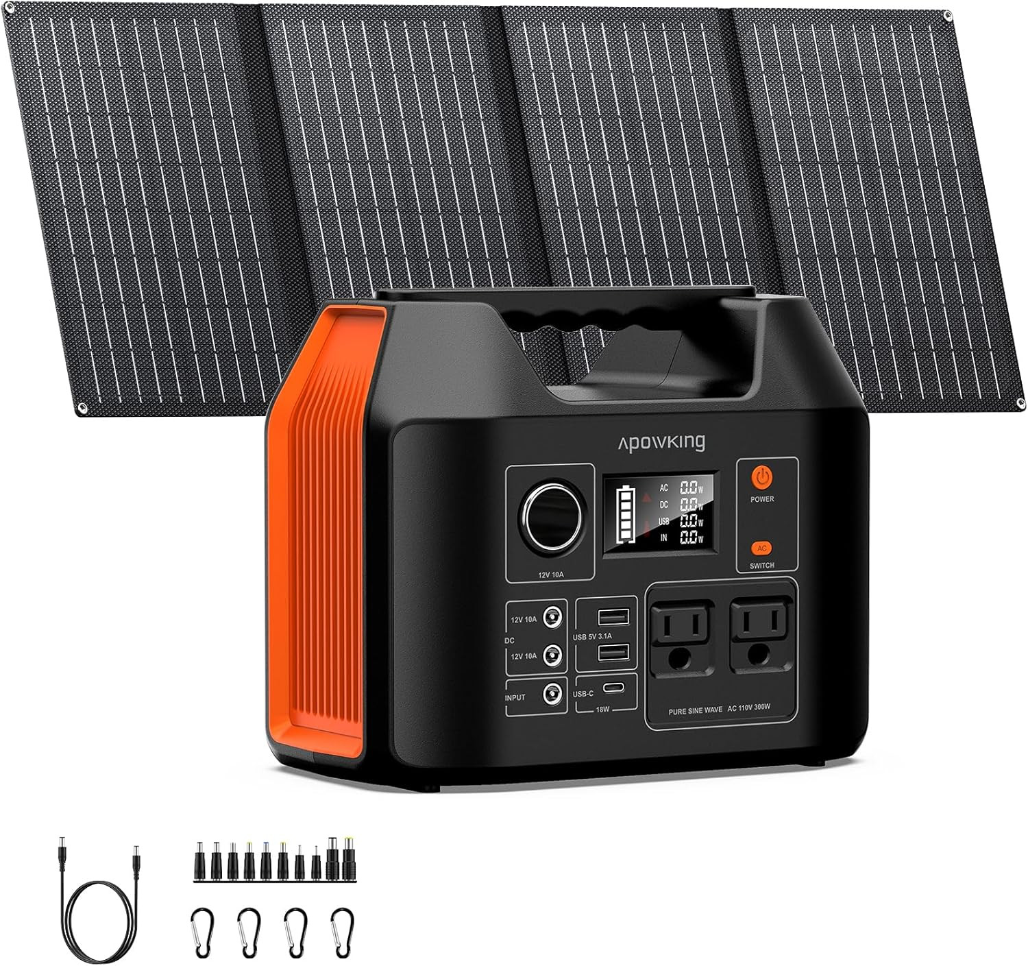 Solar Powered Generator, 300W Portable Power Station with Solar Panel 40W Includ