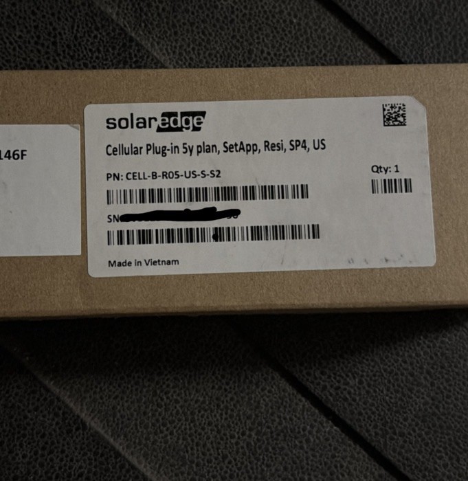 SolarEdge CELL-B-R05-US-S-S2 Cellular Plug-In Kit w/ 5 Year Data Plan SIM NEW