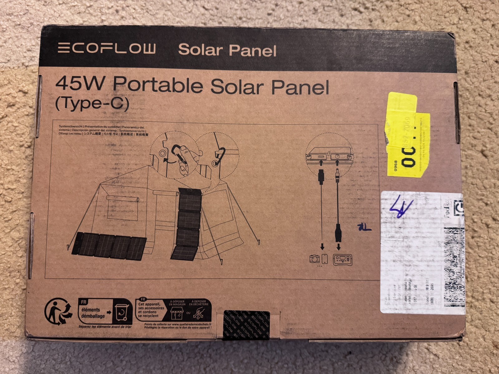EcoFlow Type-C 45W Portable Solar Panel Foldable Power Bank Station USB XT60i
