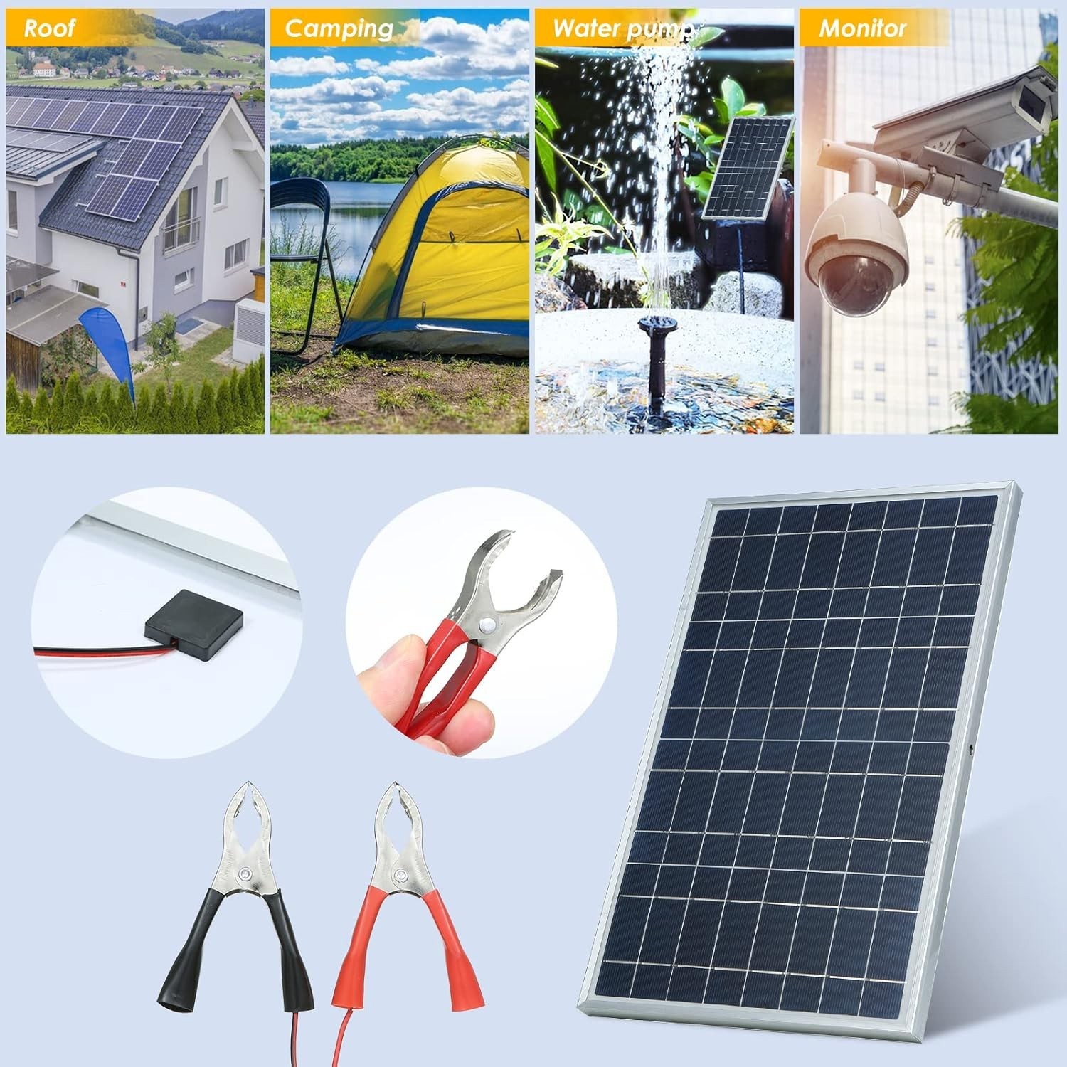 30W Portable Solar Panel Kit Set,IP65 Waterproof for Home Outdoor Camping,Travel