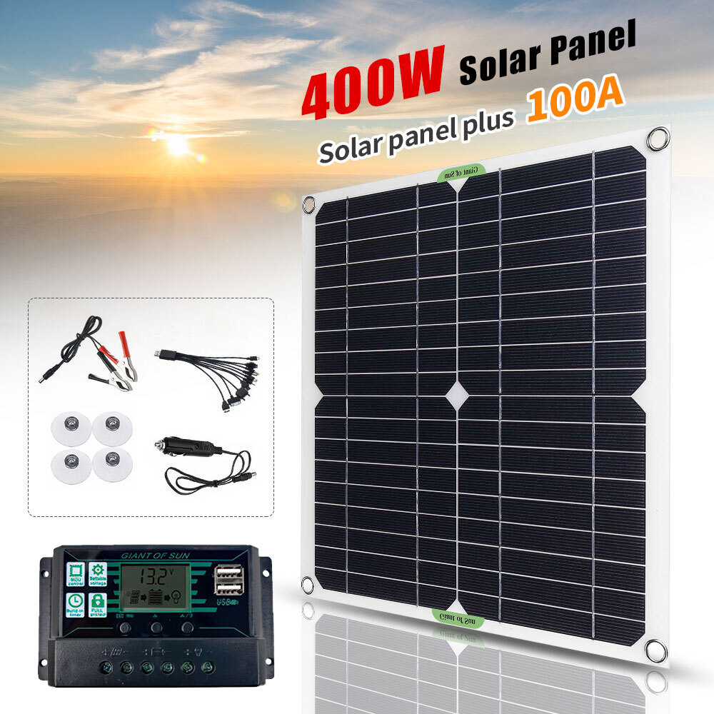 400W Solar Panel Kit 100A Controller 12V Battery Charger Off-Grid Car Boat LOT