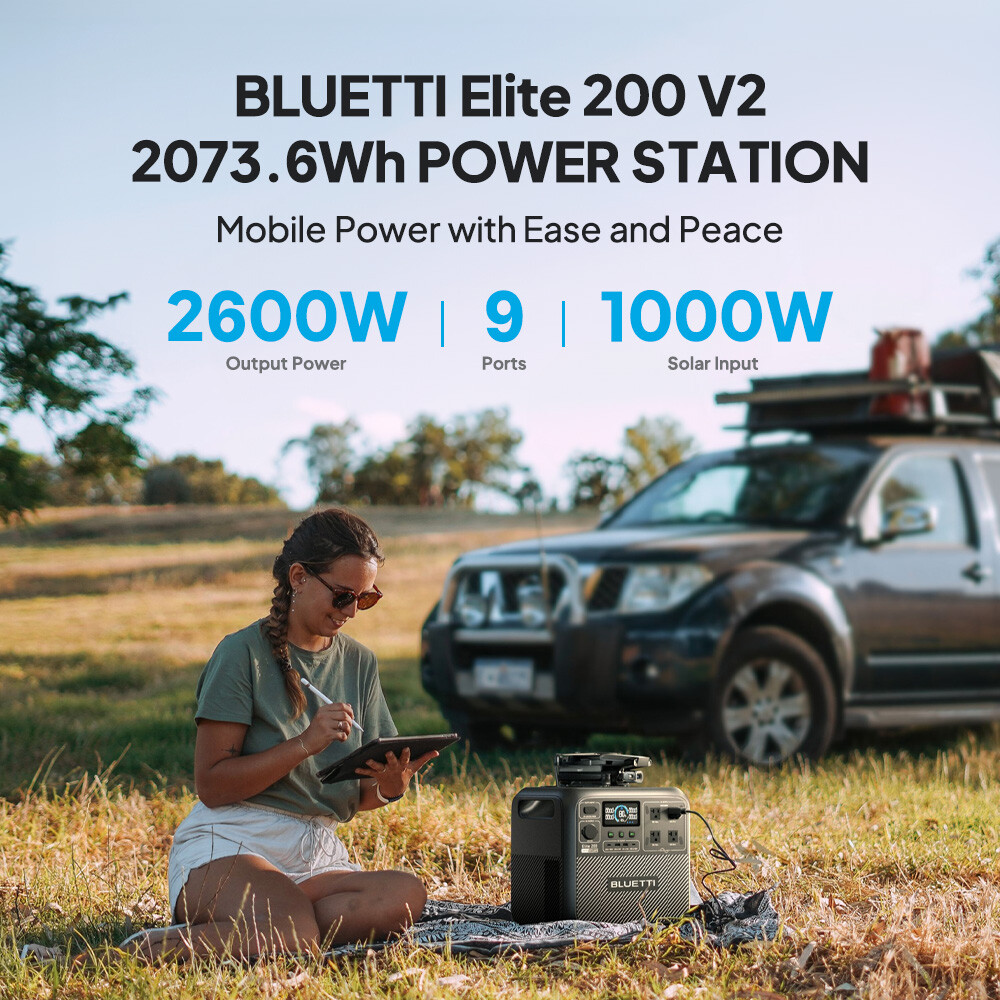 BLUETTI Elite 200 V2 2600W 2073Wh Portable Power Station for RVs Home Backup
