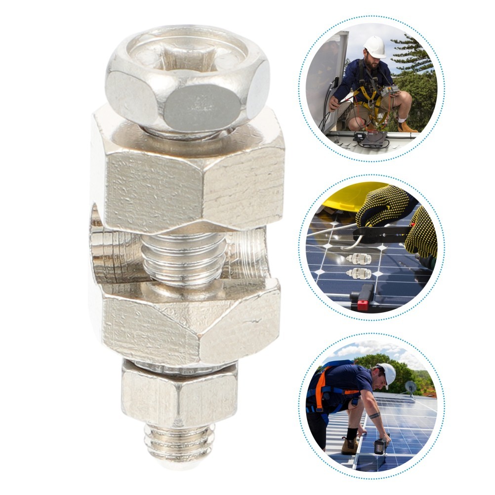 2Pcs Durable Solar Grounding Clip Tin Plated Copper Cable Clamp Silver