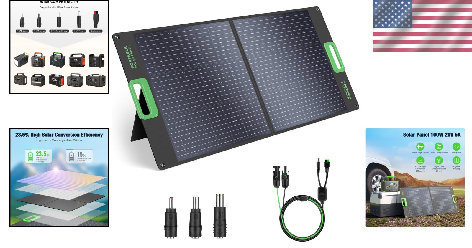 Monocrystalline 100W Solar Cell for Power Stations