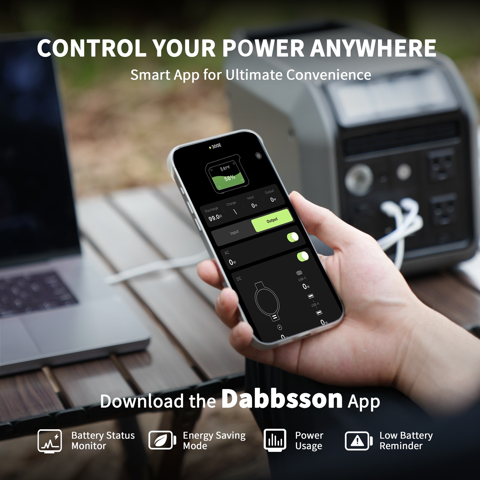 Portable Power Station Solar Generator 298Wh 300W Trip Camping Back up Dabbsson