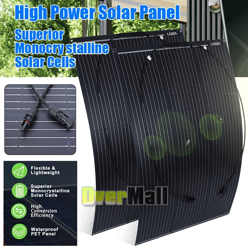 600W Solar Panel 12V Mono Rooftop Home Caravan Camping Power Battery Charging RV