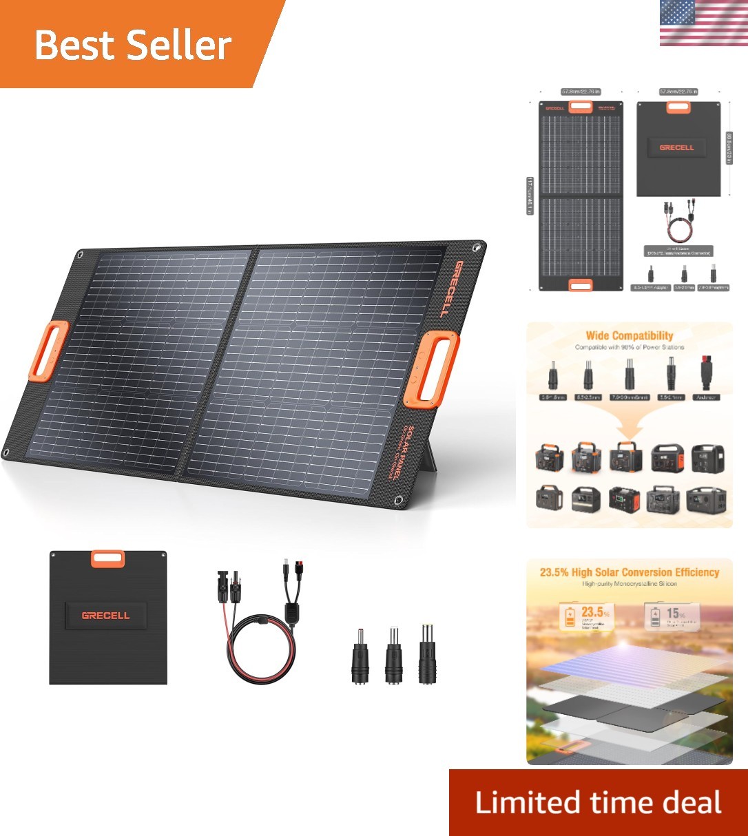 Durable 20V Monocrystalline Portable Solar Charger – Perfect for RV and Van Life