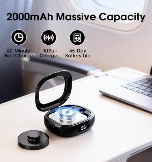 Oura Ring Gen 4 & 3 Charger Charging Case – 2000mAh Portable Travel Case – Black