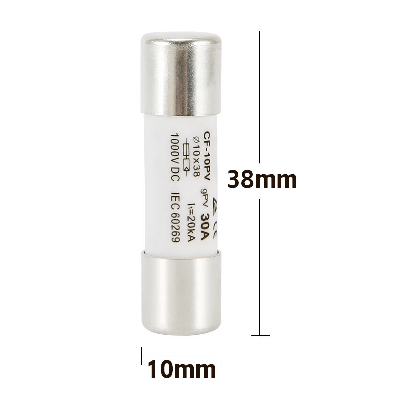 10PCS DC Fuse gPV 10x38mm 1000V 10A-30A Fusible Link For PV System Protect