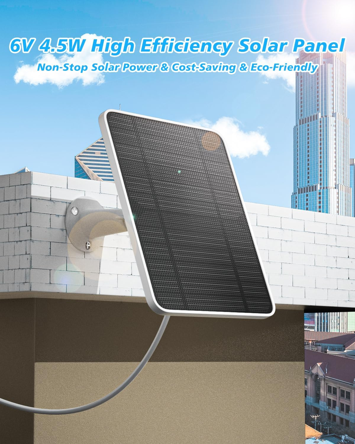 Arlo Solar Panel Charger Compatible with Pro 5S/4/3/3 Floodlight/Ultra/2, 6V 4.5
