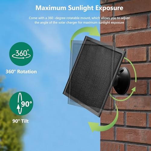 8W Solar Panel for Google Nest Camera Outdoor&Indoor Battery Version Black
