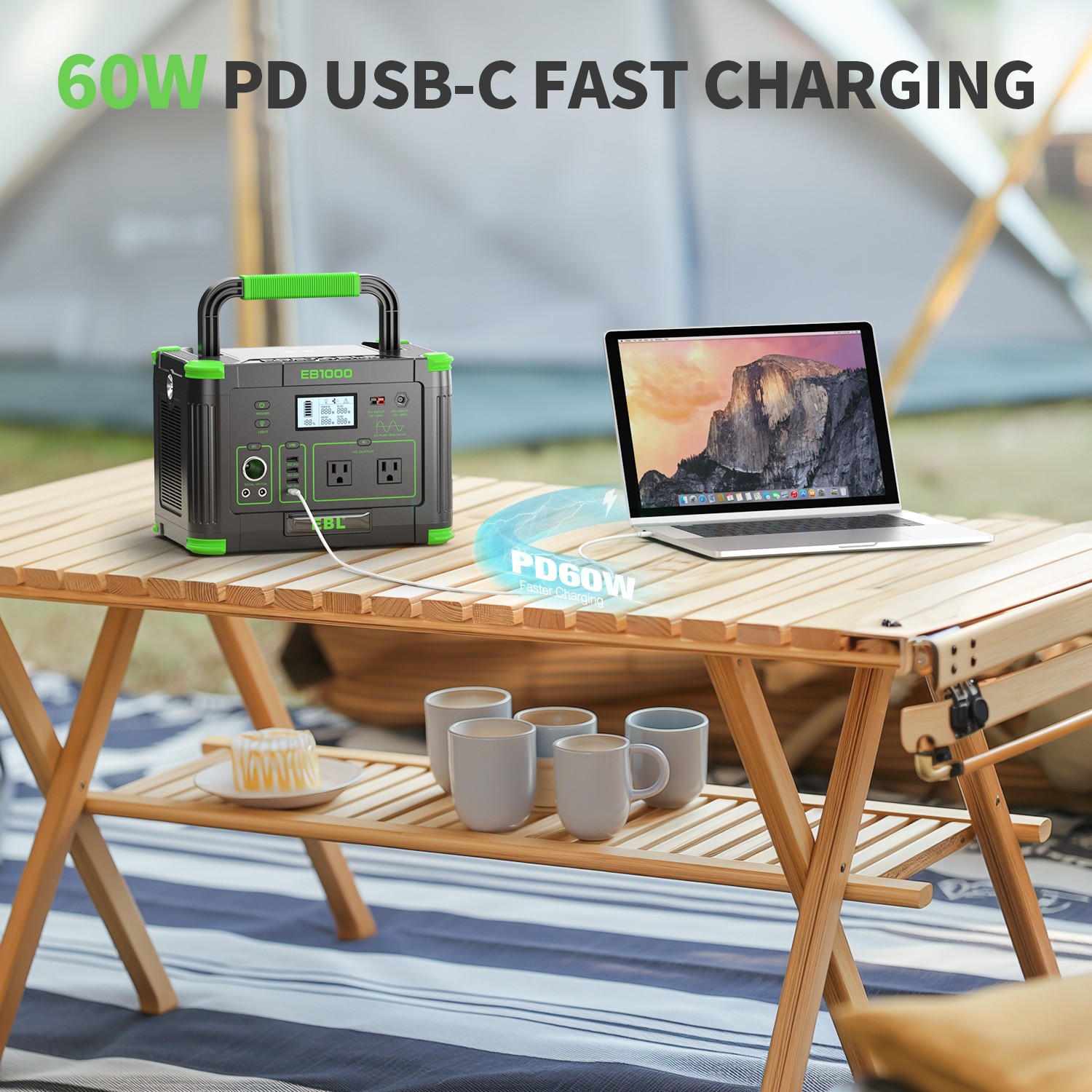 1000W 999Wh Power Station Portable Charger Generator RV LiFePO4 Backup Battery