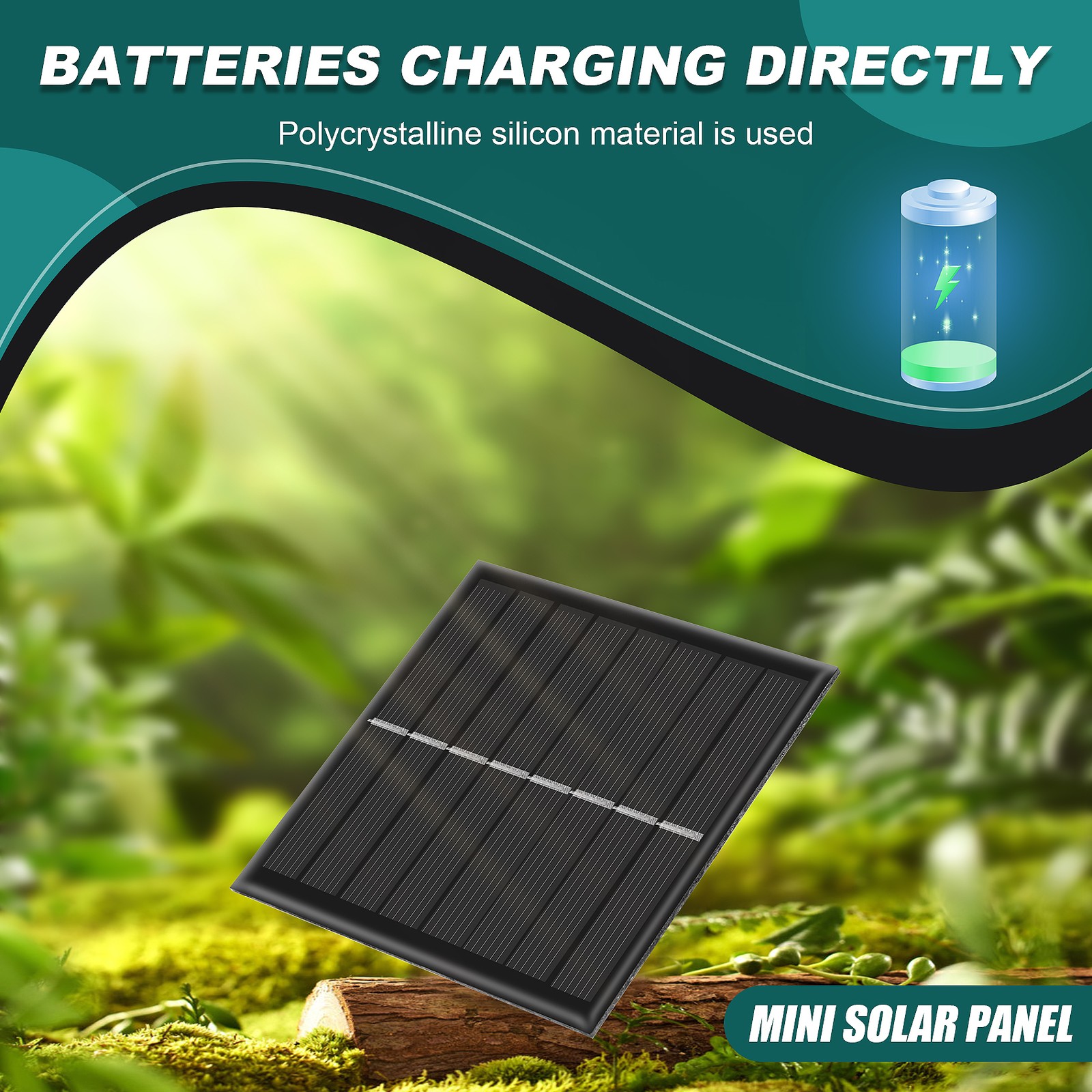 1W 4V Rechargeable AA Battery Solar Cell With Base For 2xAA Batteries1208