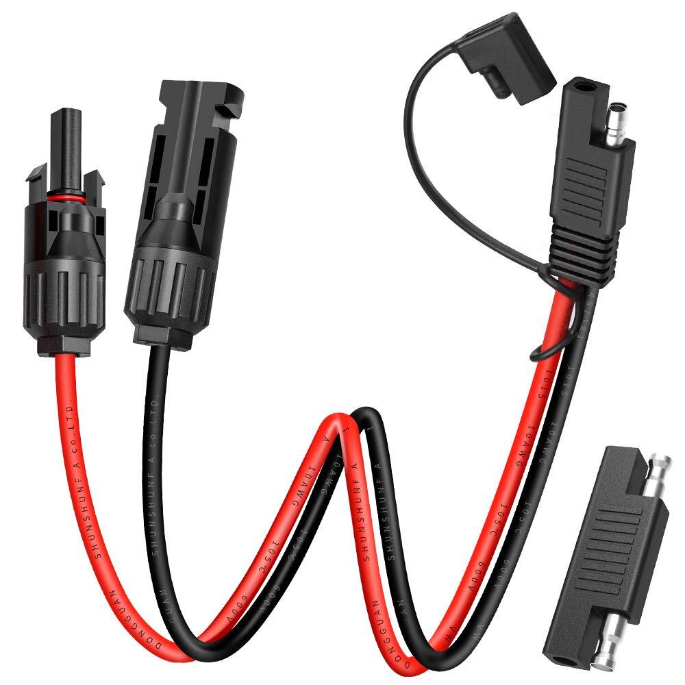 Solar Panel Connector Cable, 10AWG SAE Connector to Male & Female Solar Conne…