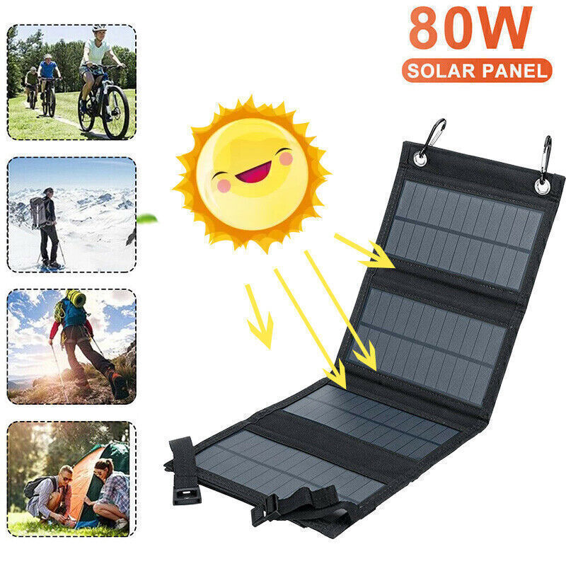 Portable Solar Power Bank Outdoor Camping Cell Phone Charger Panel Waterproof