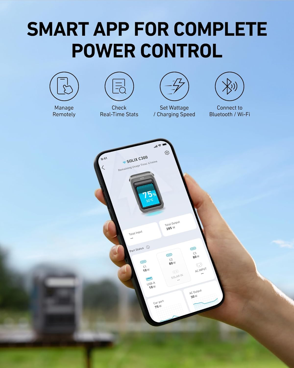 Anker Portable Power Station SOLIX C300, 288Wh LiFePO4 Backup Battery, 300W Sola