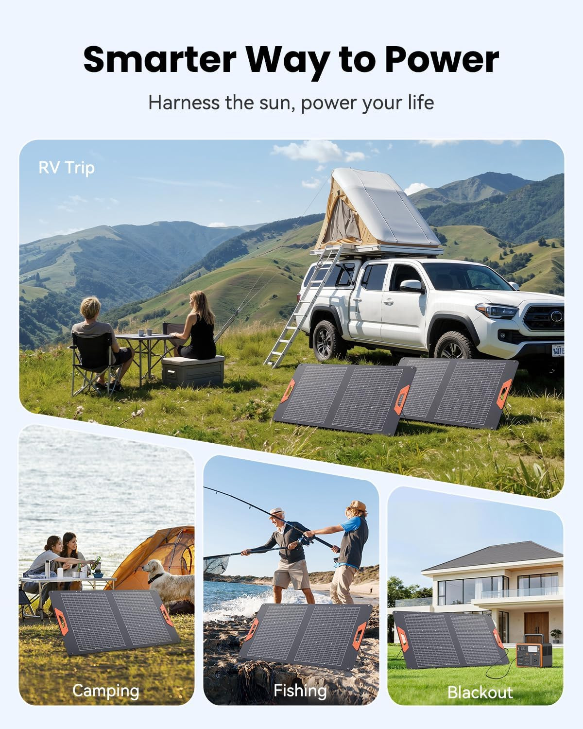 100W Bifacial Portable Solar Panel – Waterproof Charger for RV & Camping