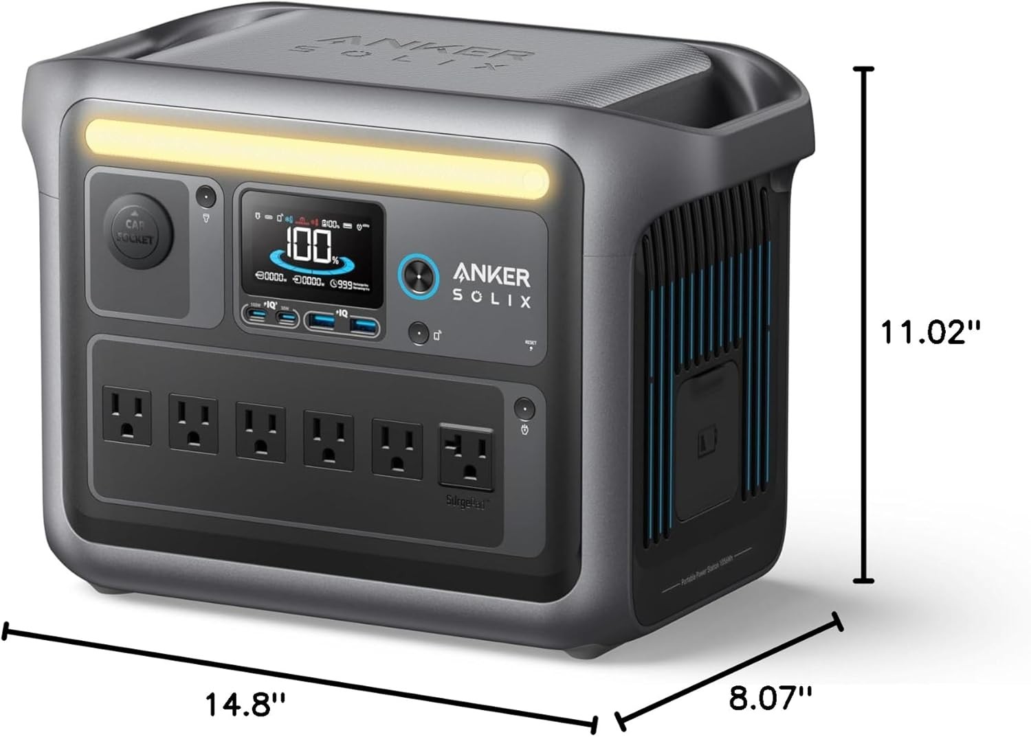 C1000 Portable Power, 1800W (Peak 2400W) Solar Generator, Full Charge in 58 Min