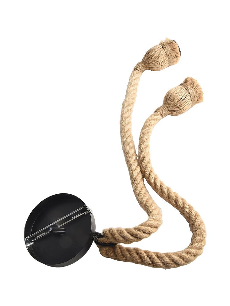 Vintage Style Hemp Rope Chandelier 1m Length Retro Industrial Ceiling Lamp