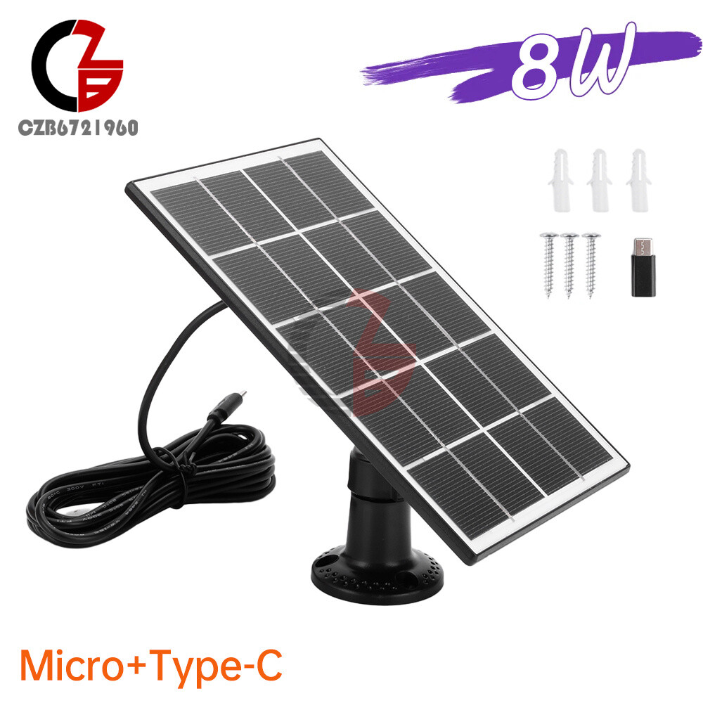 8W 5V Microcrystal Solar Panel with Mounting Brackets Security Camera Water Pump