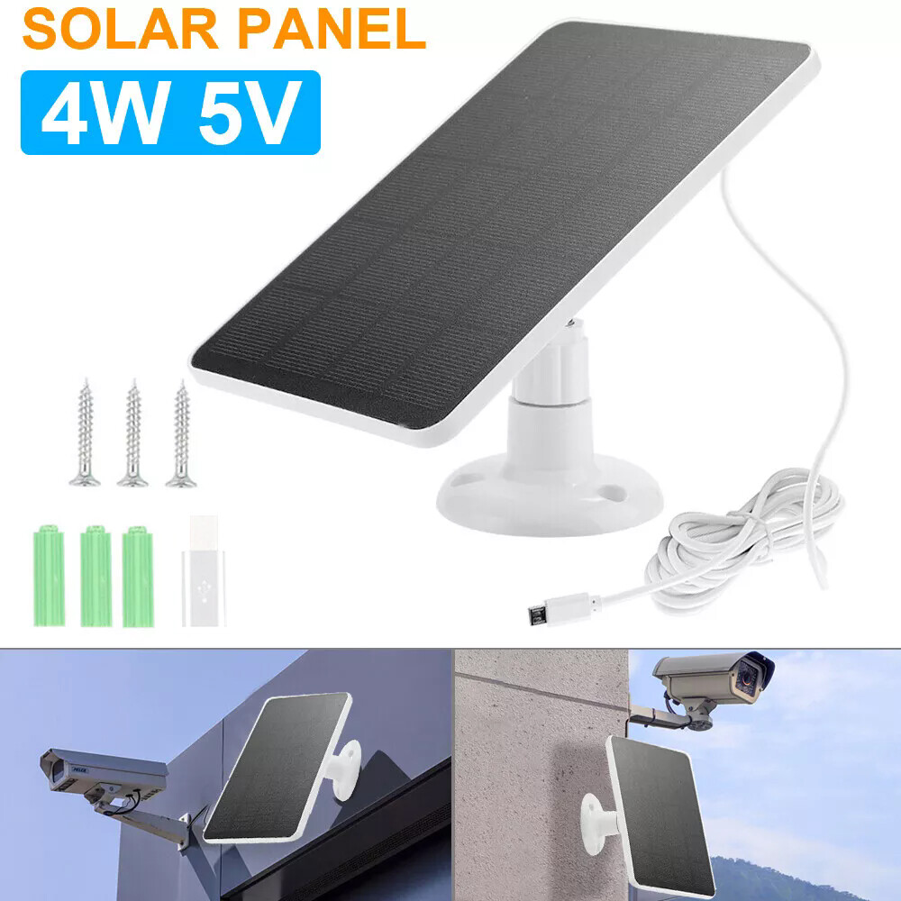4W 5V Solar Panel for Outdoor Camera Security Micro USB Type C Battery Charger