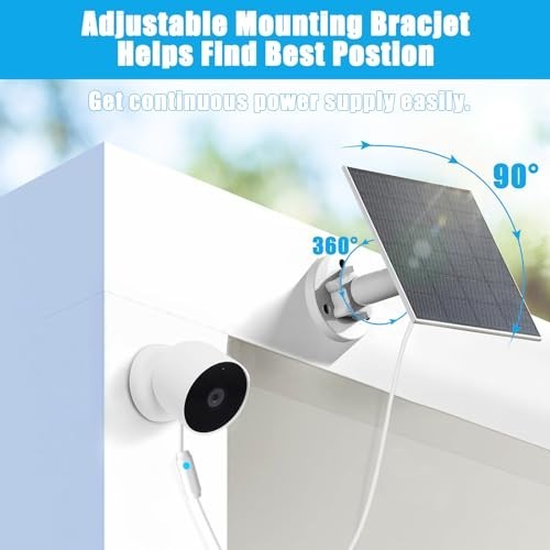 6W Solar Panel for Nest Camera – Outdoor/Indoor Solar Charger, 13ft Cable, IP66