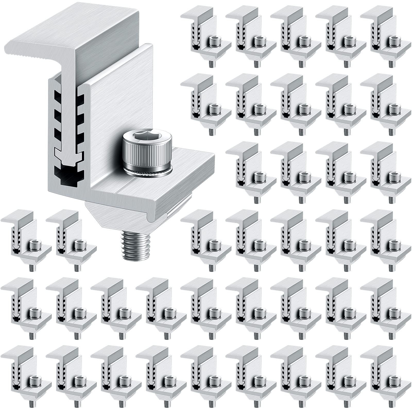 Zhengmy 40 Pack Solar Panel End Clamp Mounting Z Bracket Mid Clamps Aluminum
