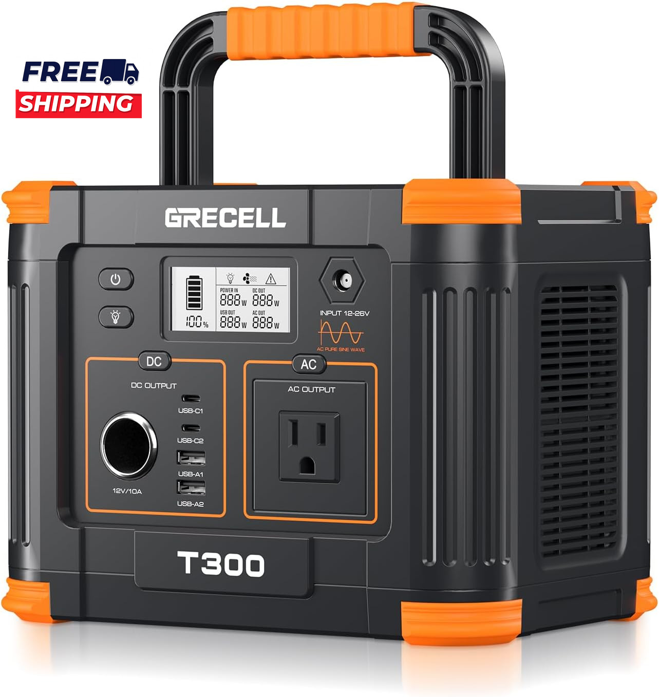 Portable Power Station 300W 230.88Wh Solar Generator with 60W USB-C PD Output