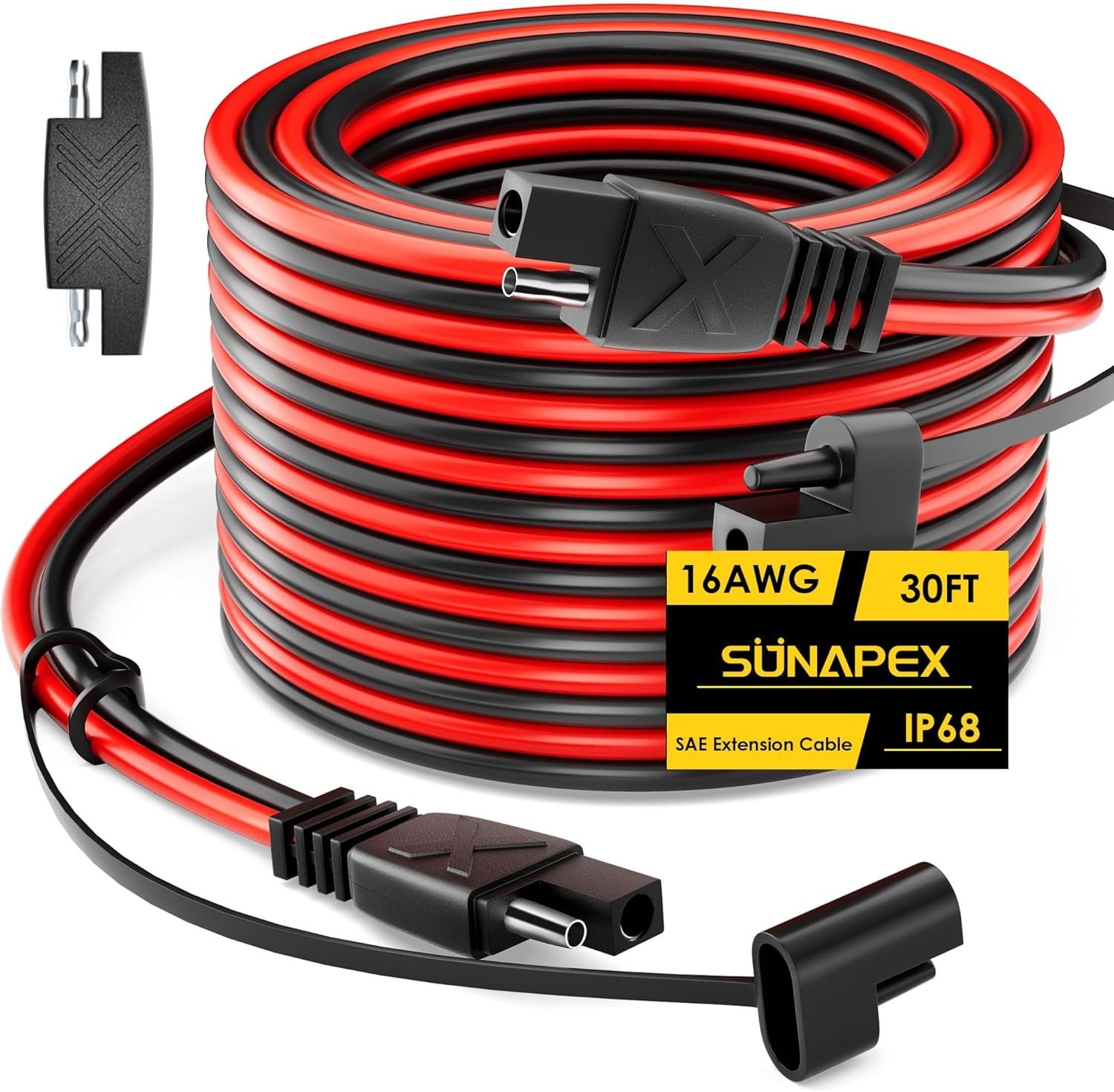 SAE to SAE Extension Cable: 16 AWG 30 FT Pure Copper Cord – Waterproof Quick …