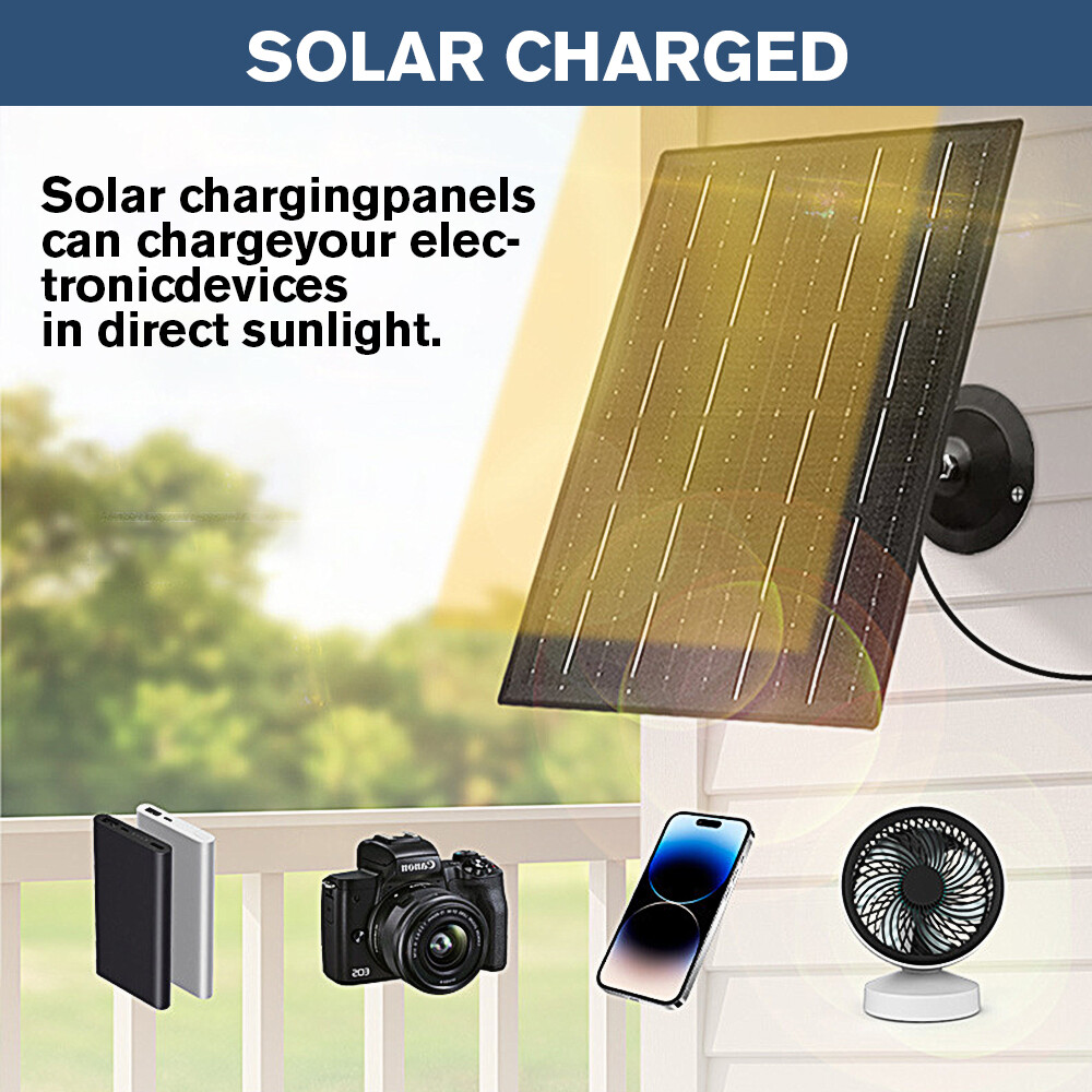 10W 5V USB Solar Panel Charger for Outdoor Rechargeable Battery Security Camera