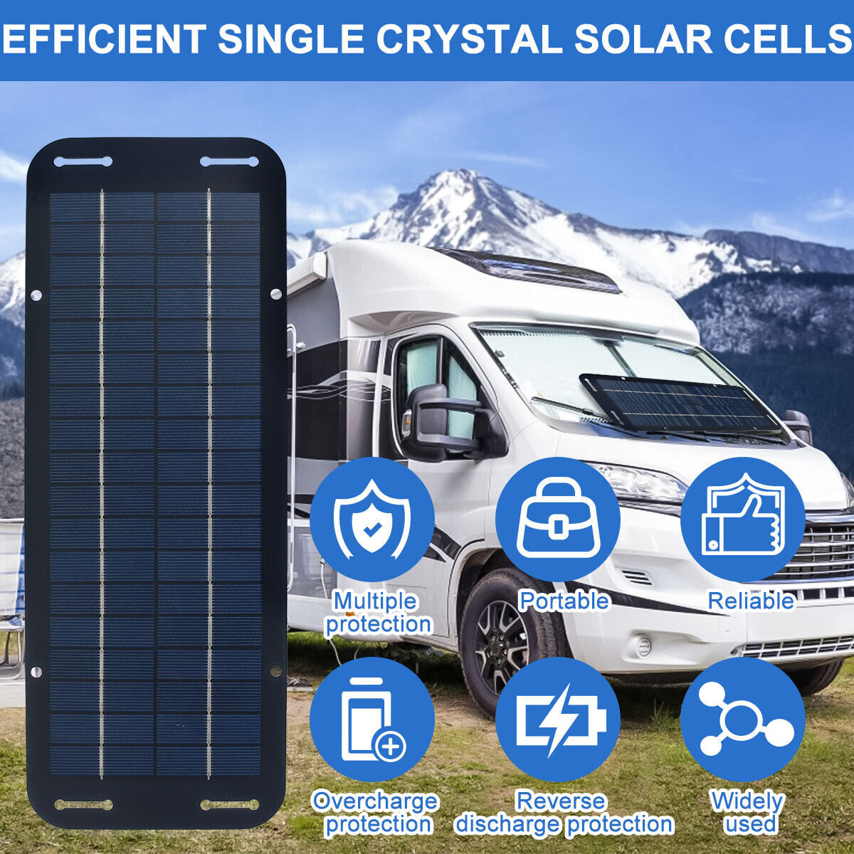 Portable 30W Solar Panel 12V Trickle Charger Battery Charger Kit For Car RV Boat