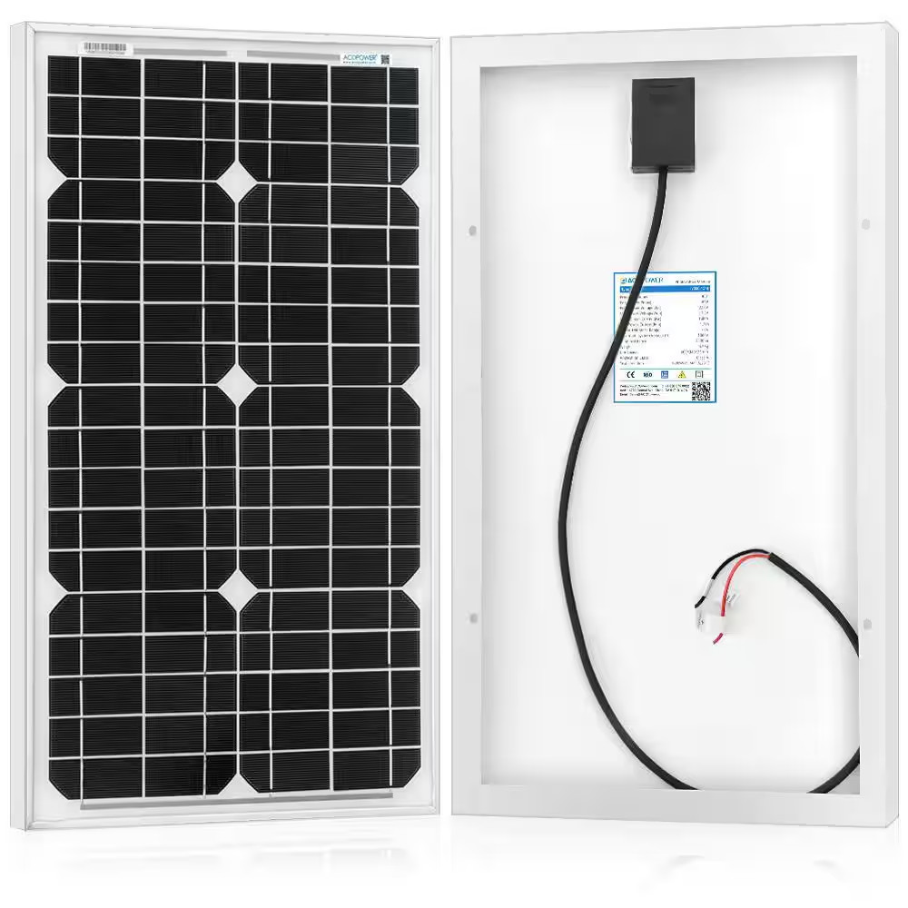 30-Watt 12-Volt Mono Solar Panel, Compatible with Portable Chest Fridge Freezer