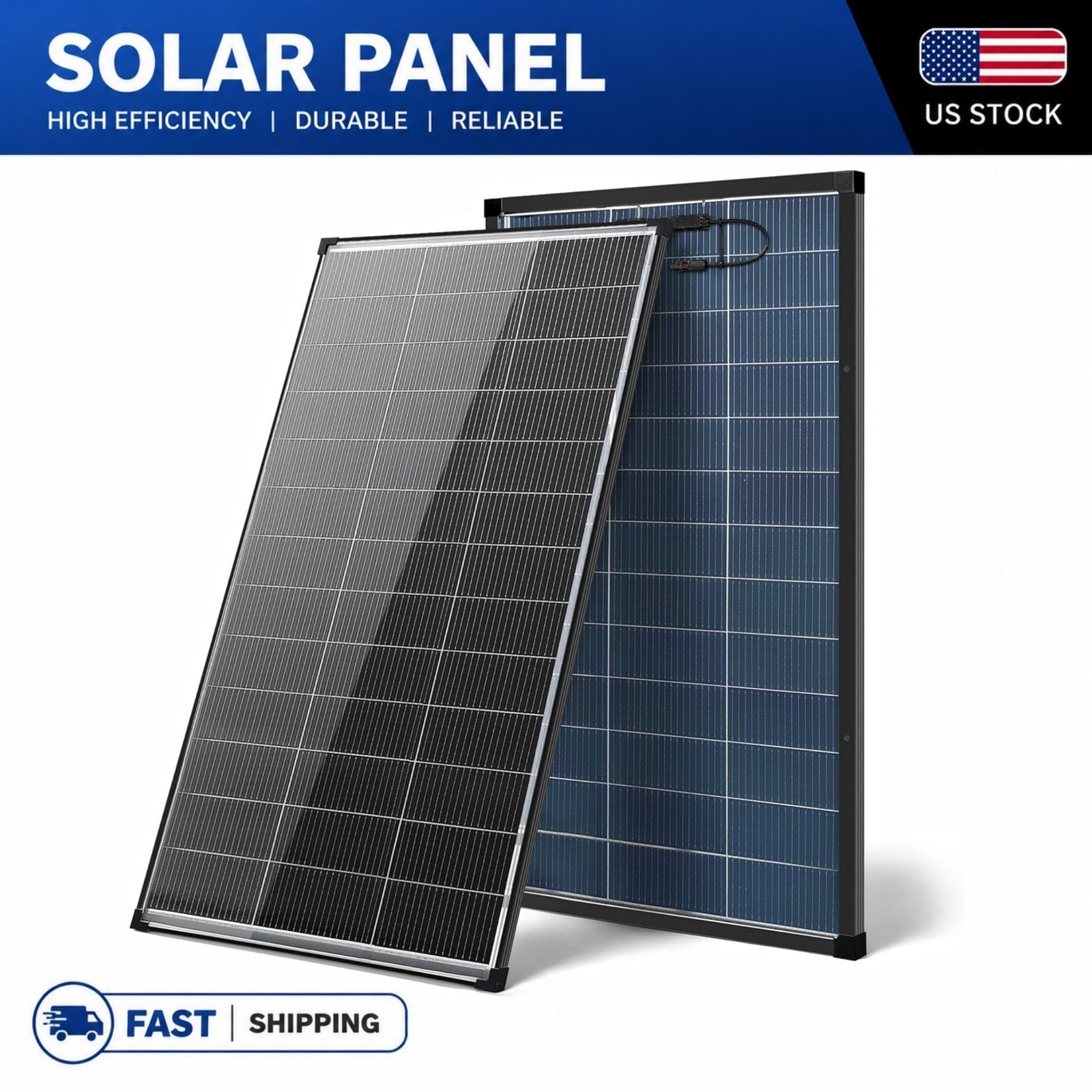 200W Solar Panel Bifacial Monocrystalline N-Type 18V PV Home Roof RV Off-Grid US