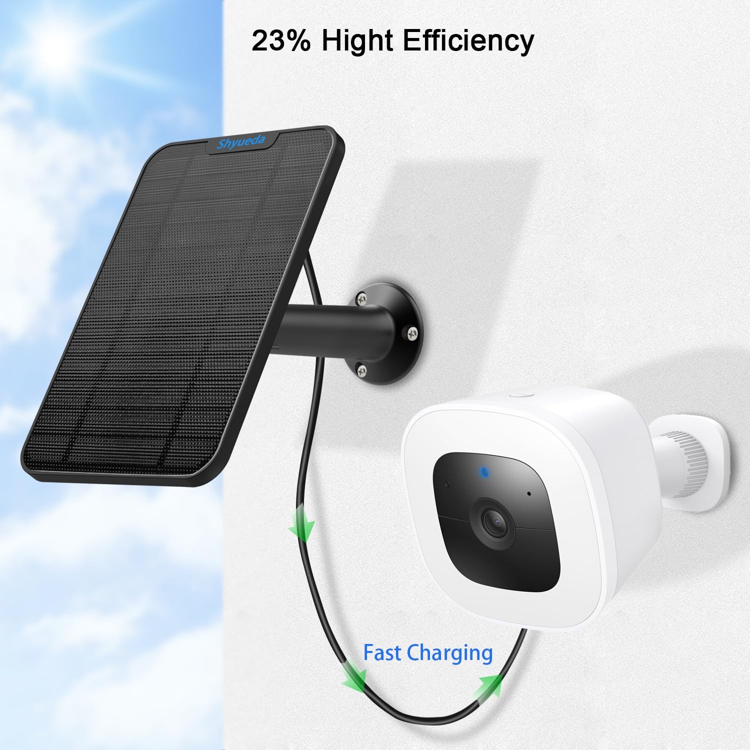 Eufycam Solar Panel 13.1ft Cable IP65 Waterproof Charging Eufycam 2/3 E20/E40