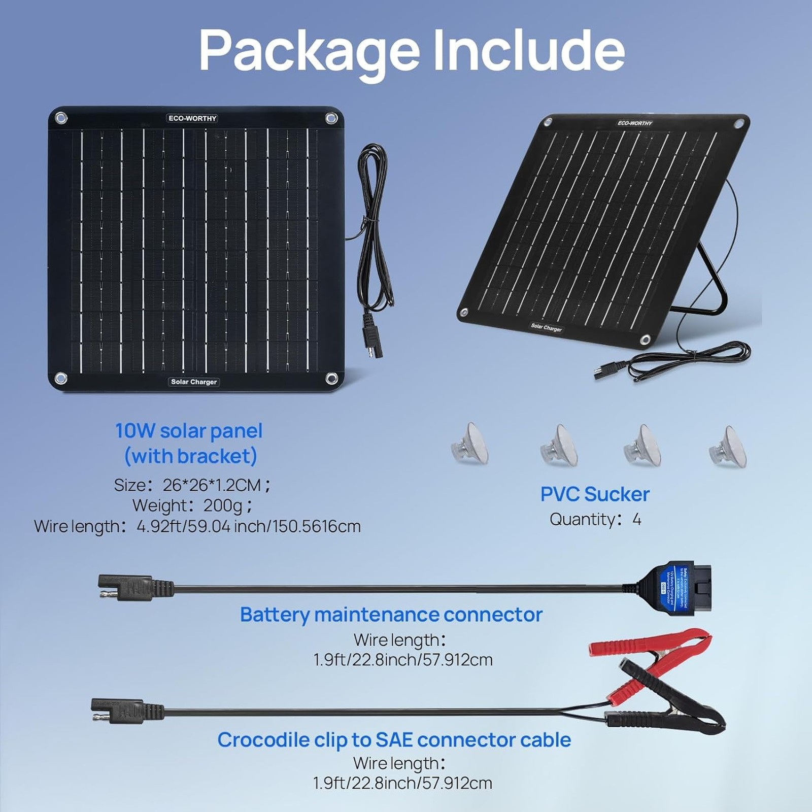 Obdii Solar Battery Trickle Charger 10w Waterproof 12v Maintainer Kit for Car