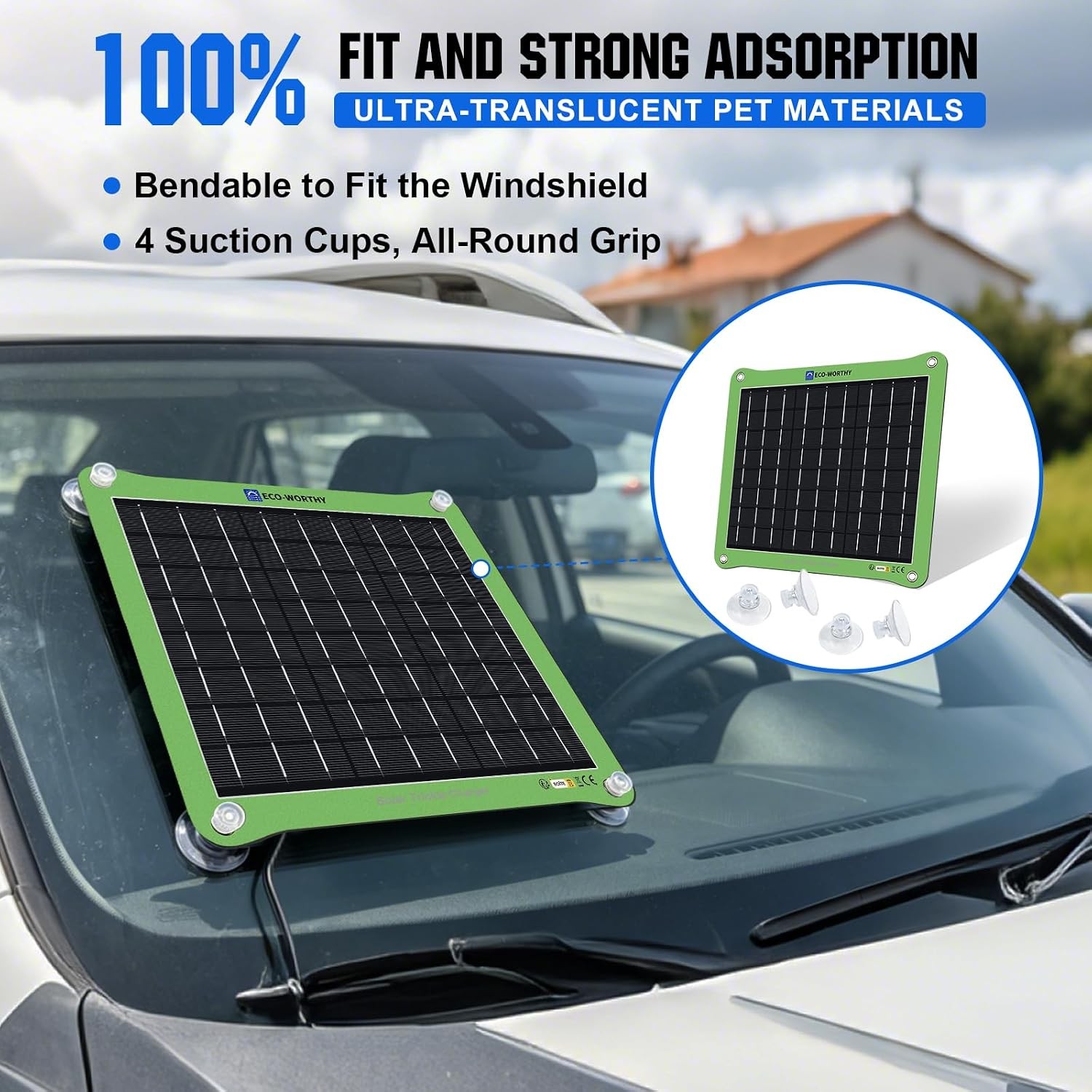 Upgrade 7.5W Solar Car Battery Charger Maintainer 12V Waterproof Solar Panel