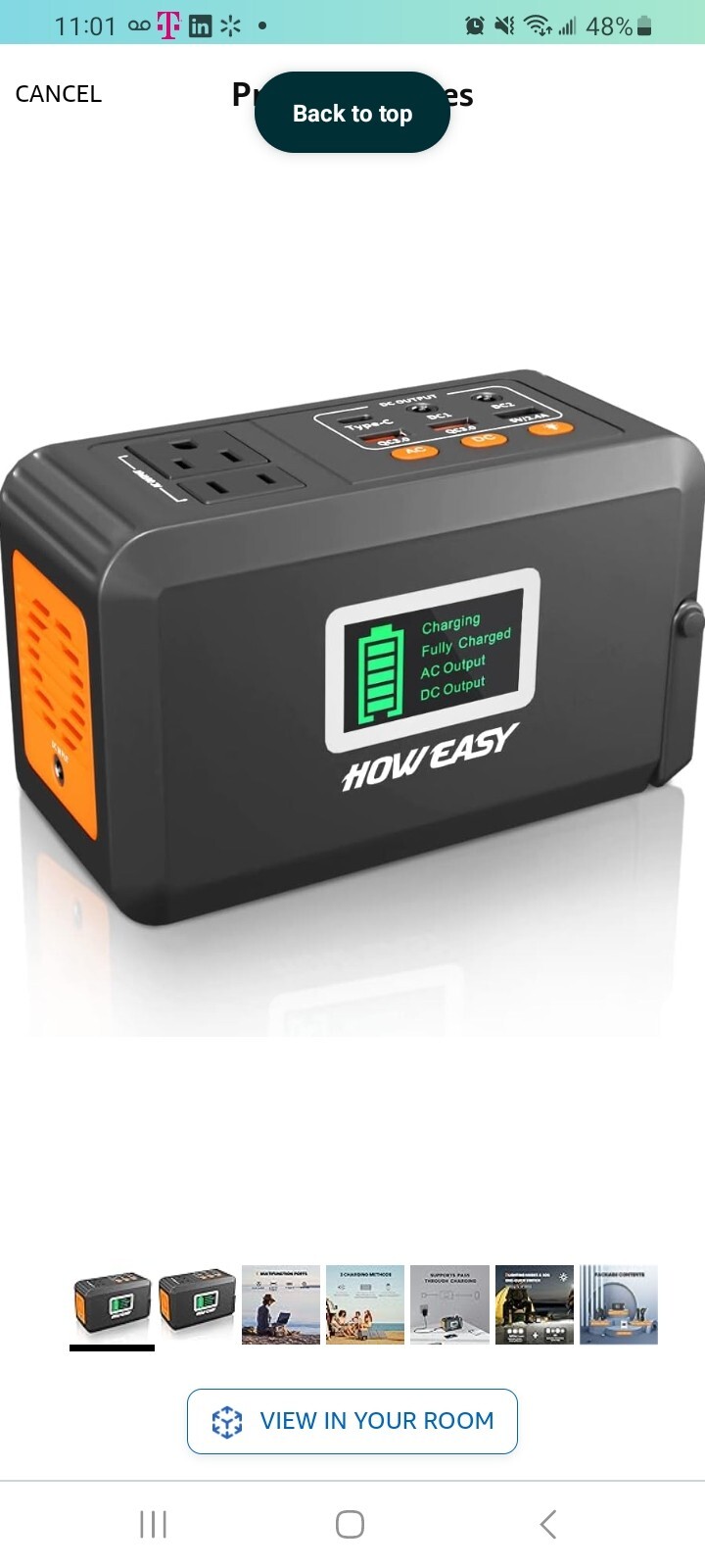 HOWEASY 120W Portable Power Station, 88WH Solar Generator, Lithium Battery Power