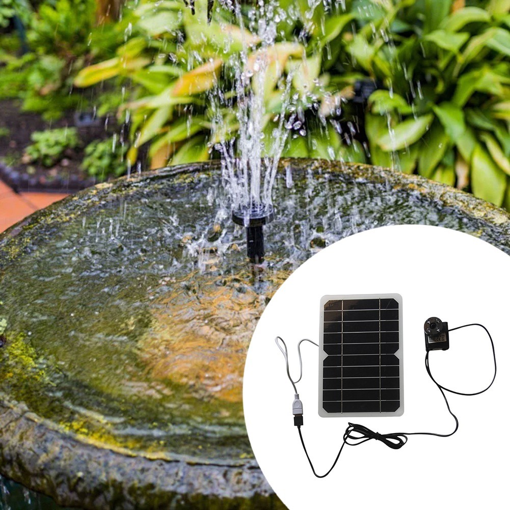 Solar Fountain Pump 5W for Garden Pond Bird Bath with USB Output Connector