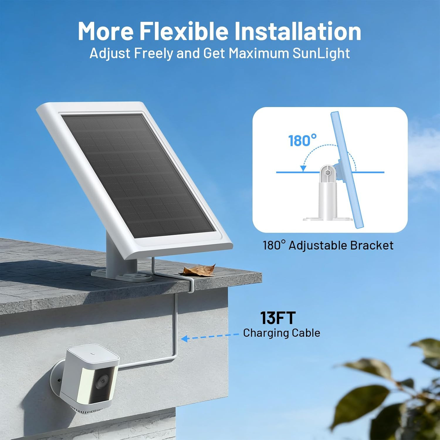 Solar Panel for Ring Camera – Solar Charger Compatible with Ring Stick up Cam Ba