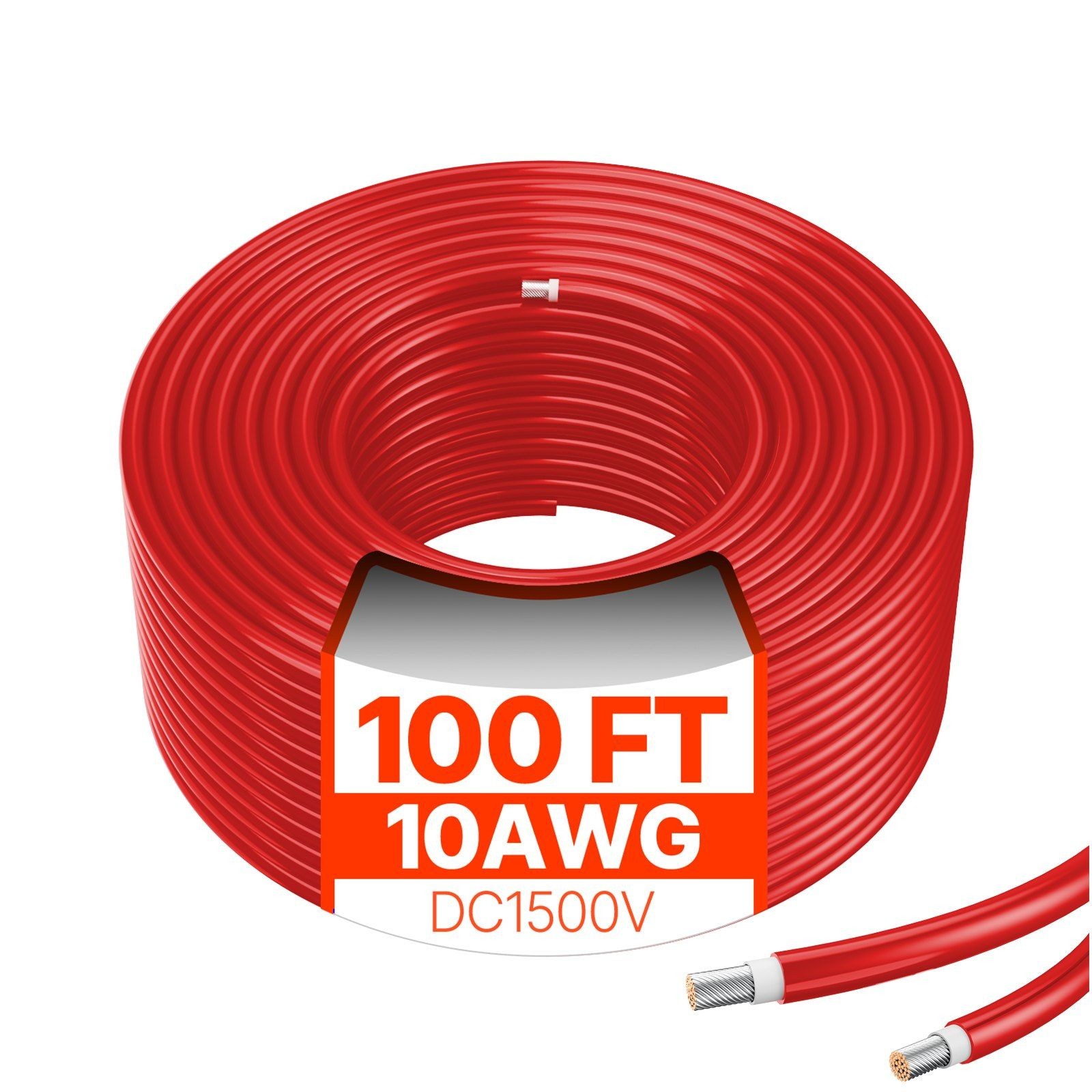 Solar Panel 100FT 6mm² 10AWG Extension Cable Red IP67 Rated